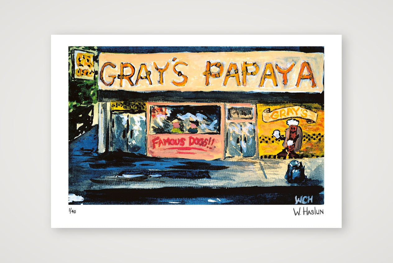 Gray's Papaya Famous Dogs — 45×30cm, 18×12" Print only