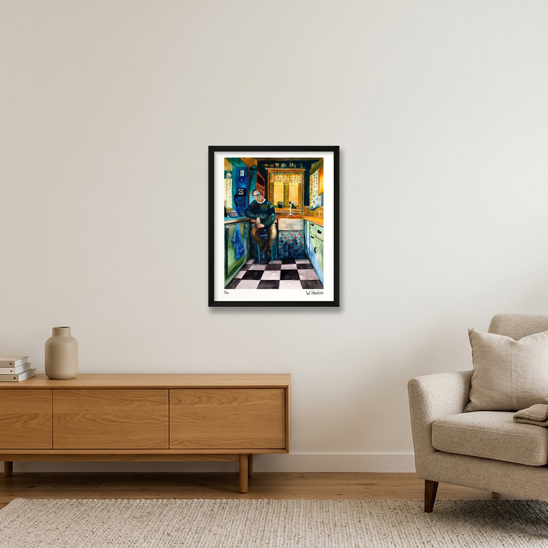 Kitchen Curtains — 40×50cm, 16×20" Black Frame