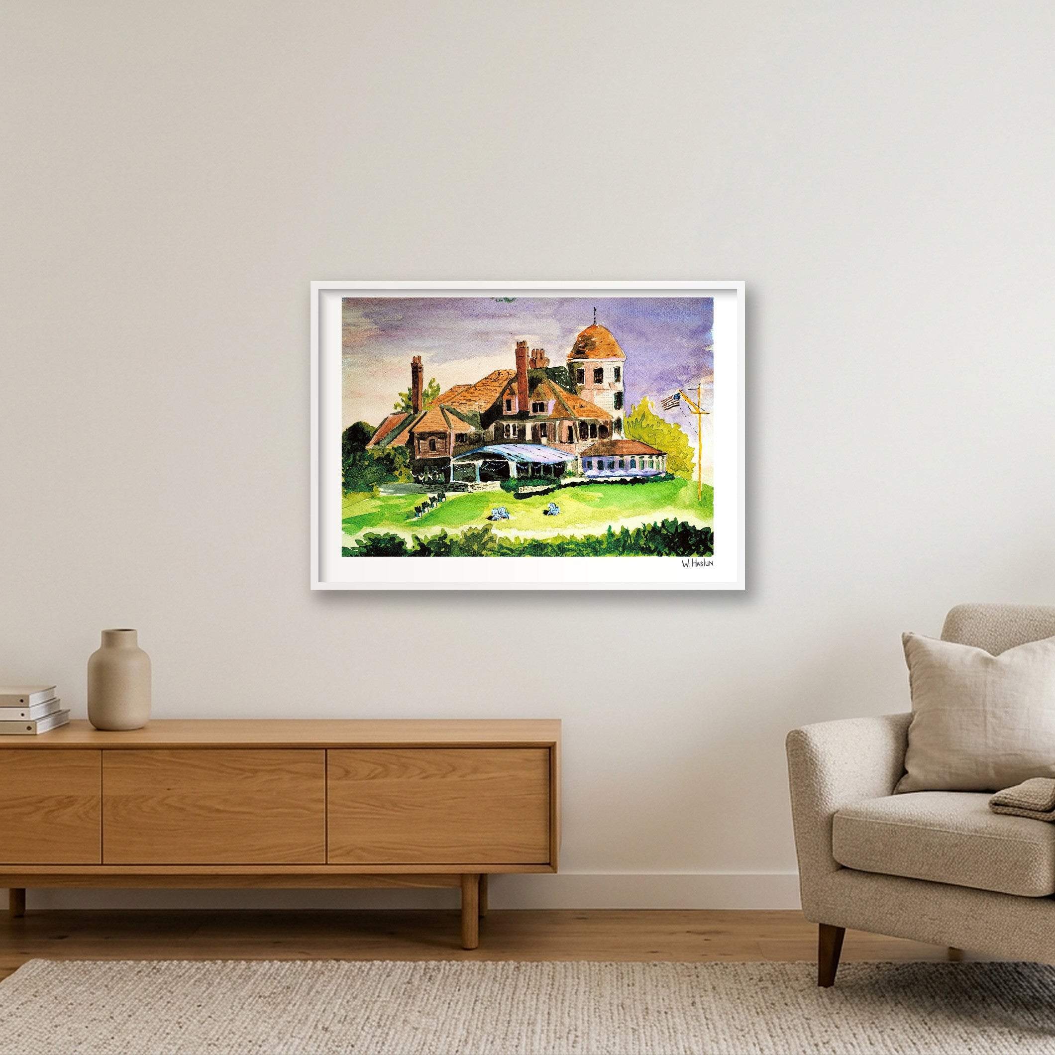 Sunset at Castle Hill Inn — 100×70cm, 39×28" White Frame