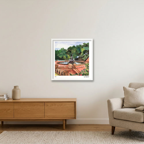 Bethesda Fountain — 50×50cm, 20×20" White Frame