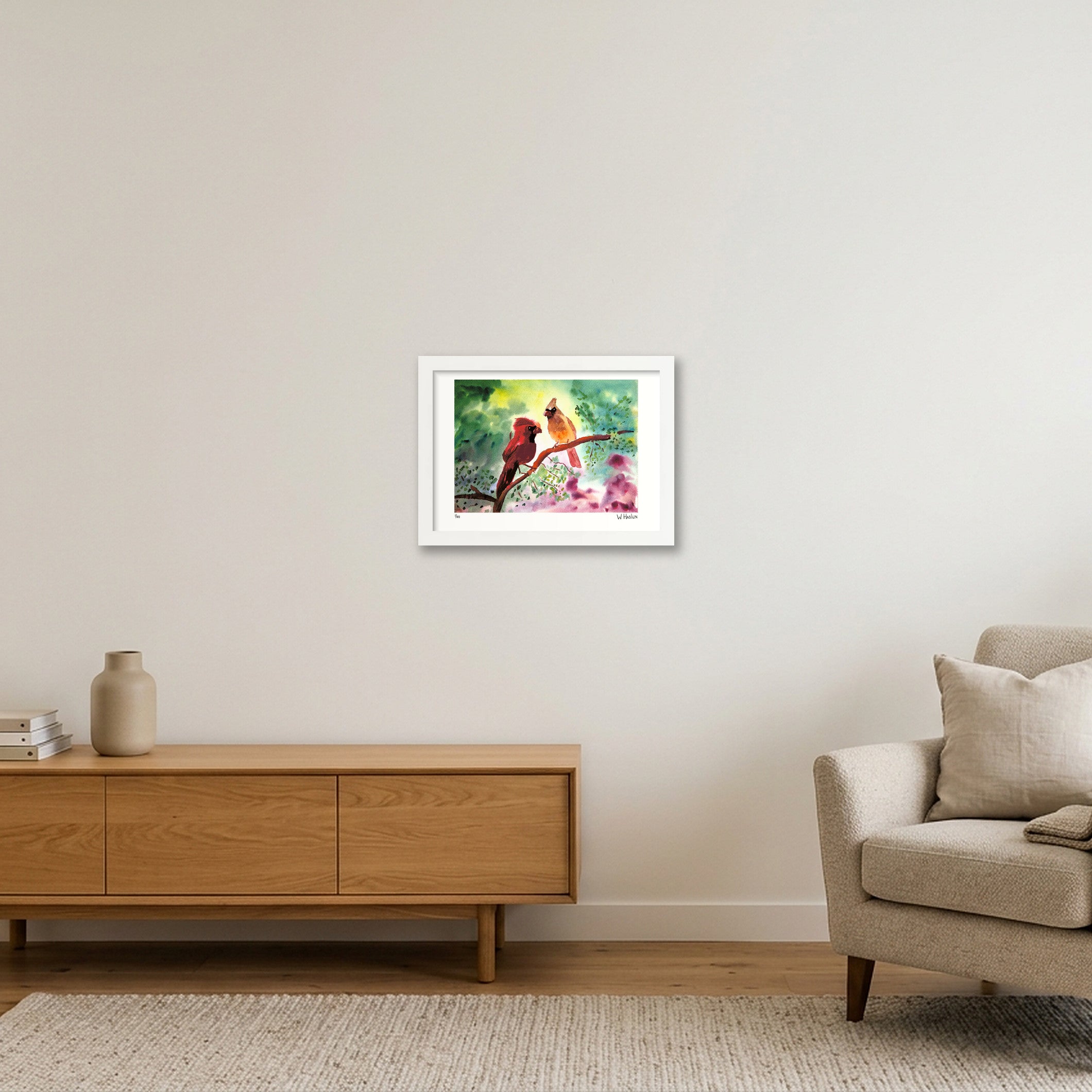 Cardinal Couple — A4 (30×21cm, 12×8") White Frame