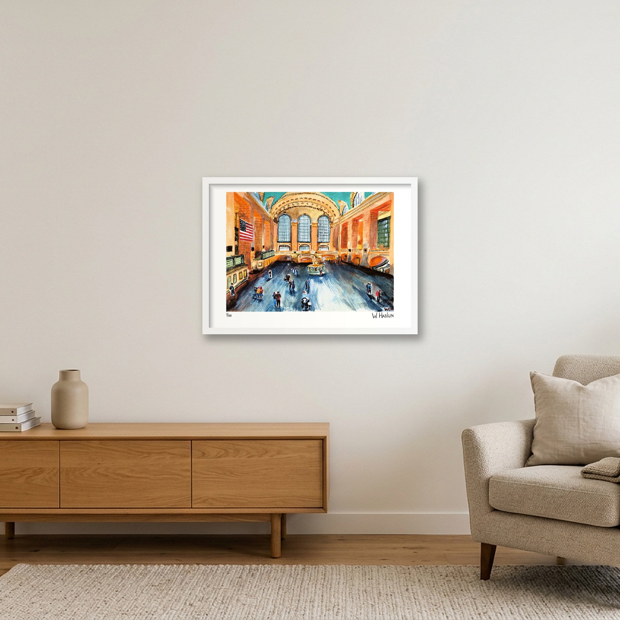 Grand Central Terminal — 59×42cm, 23×17" White Frame