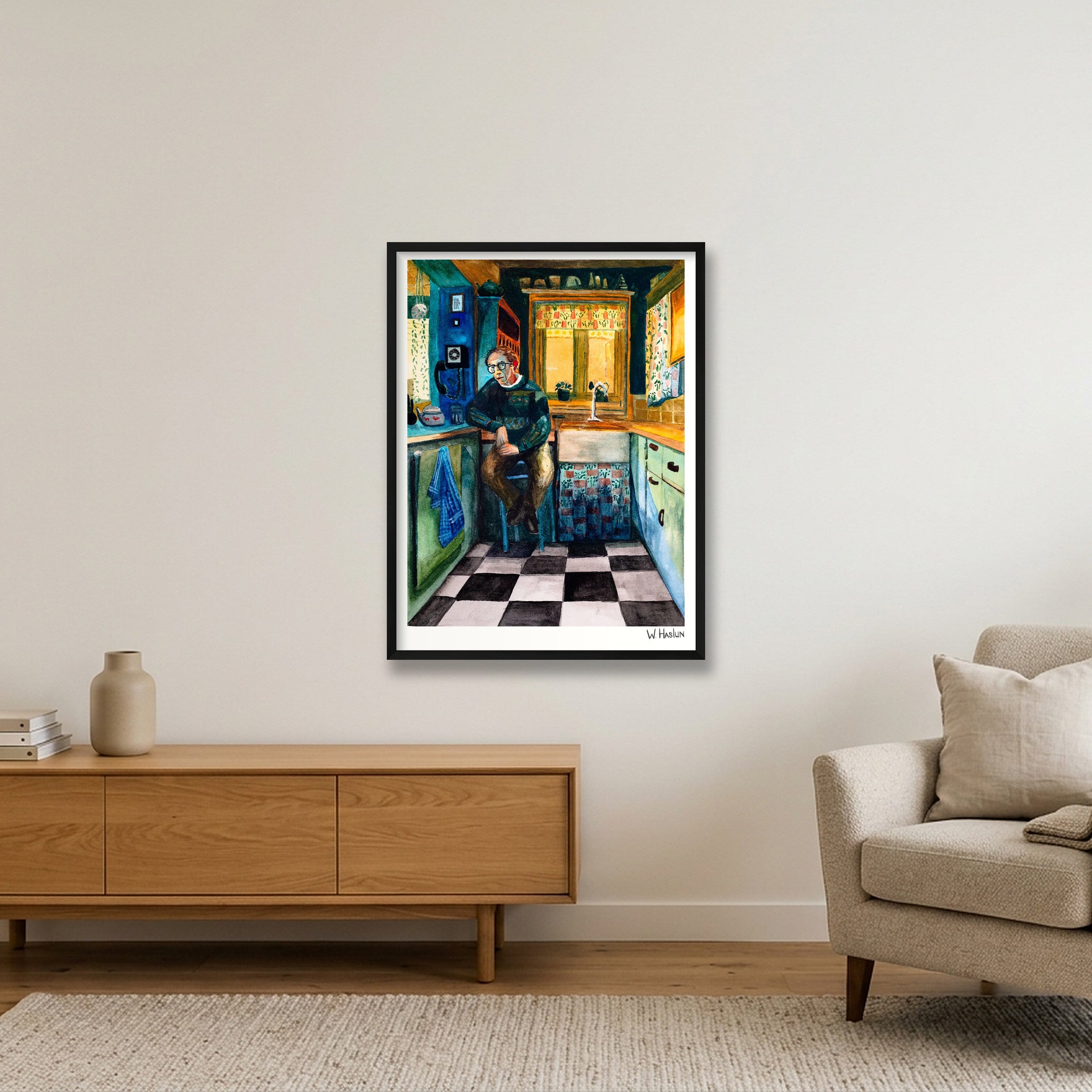 Kitchen Curtains — 60×80cm, 24×31" Black Frame