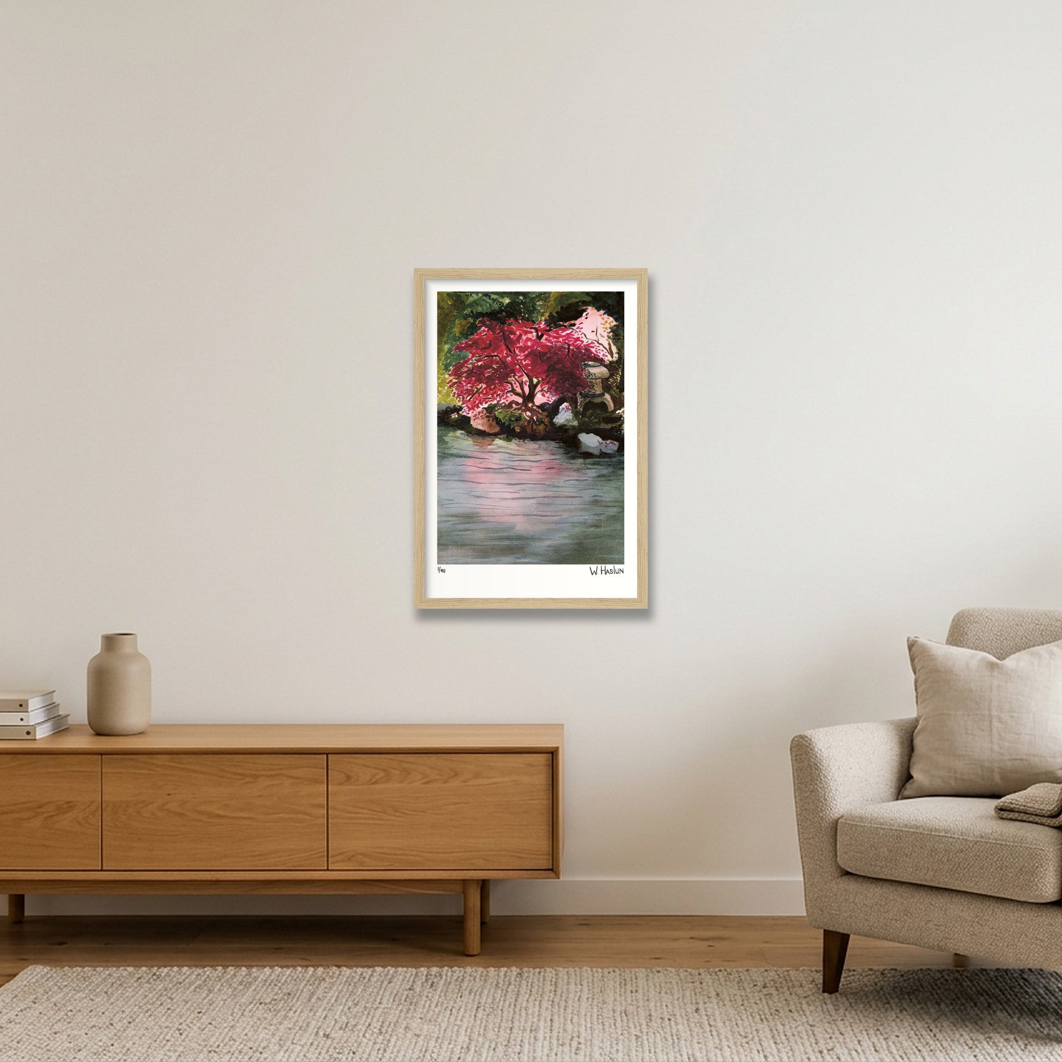 Japanese Maple — 30×45cm, 12×18" Oak Frame