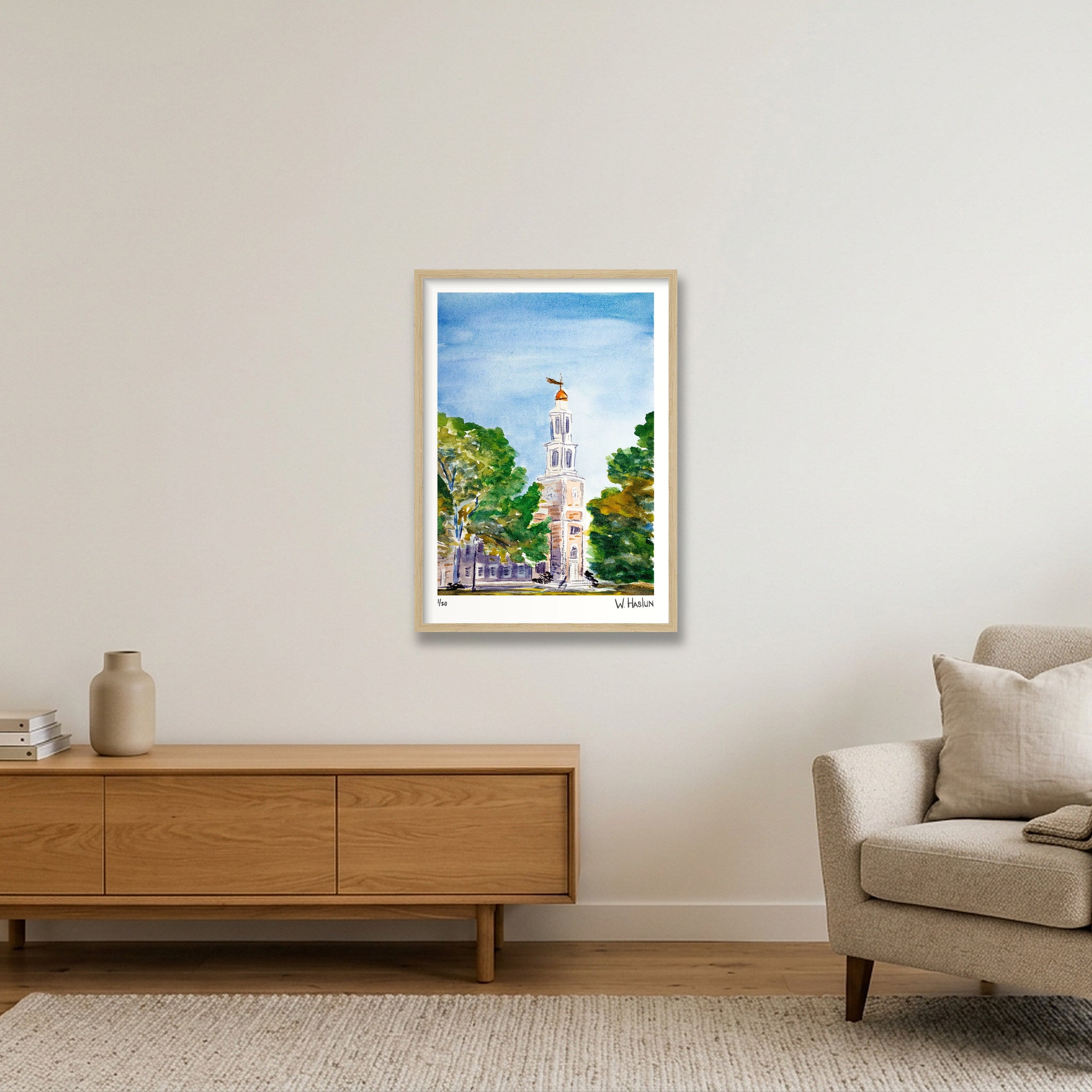 Hamilton College Chapel — 42×59cm, 17×23" Oak Frame