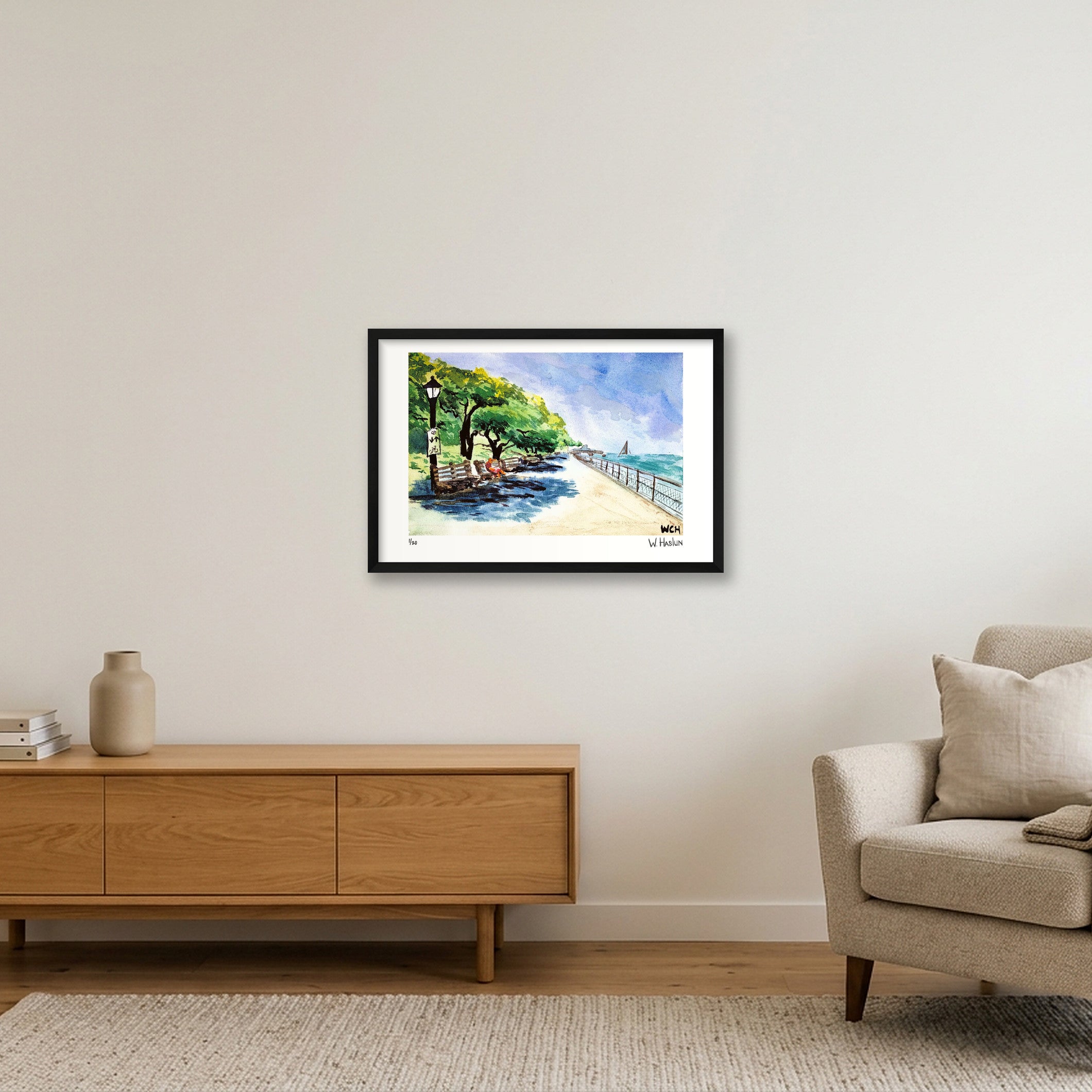 Riverside Park Read — 60×40cm, 24×16" Black Frame