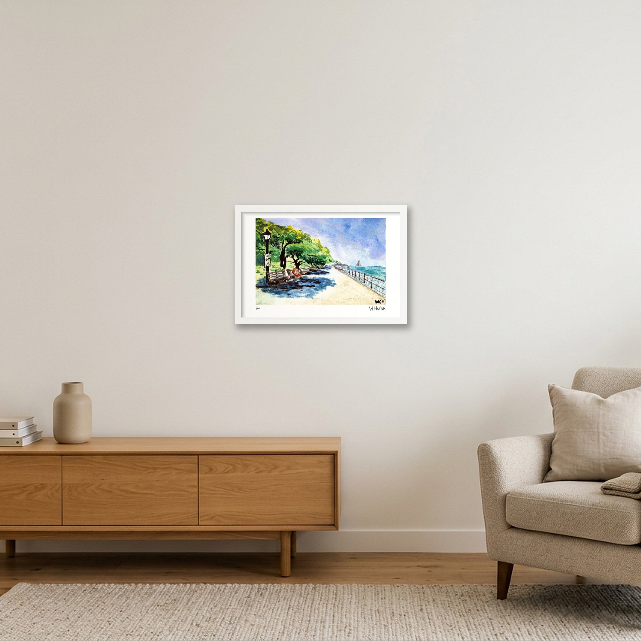 Riverside Park Read — 45×30cm, 18×12" White Frame
