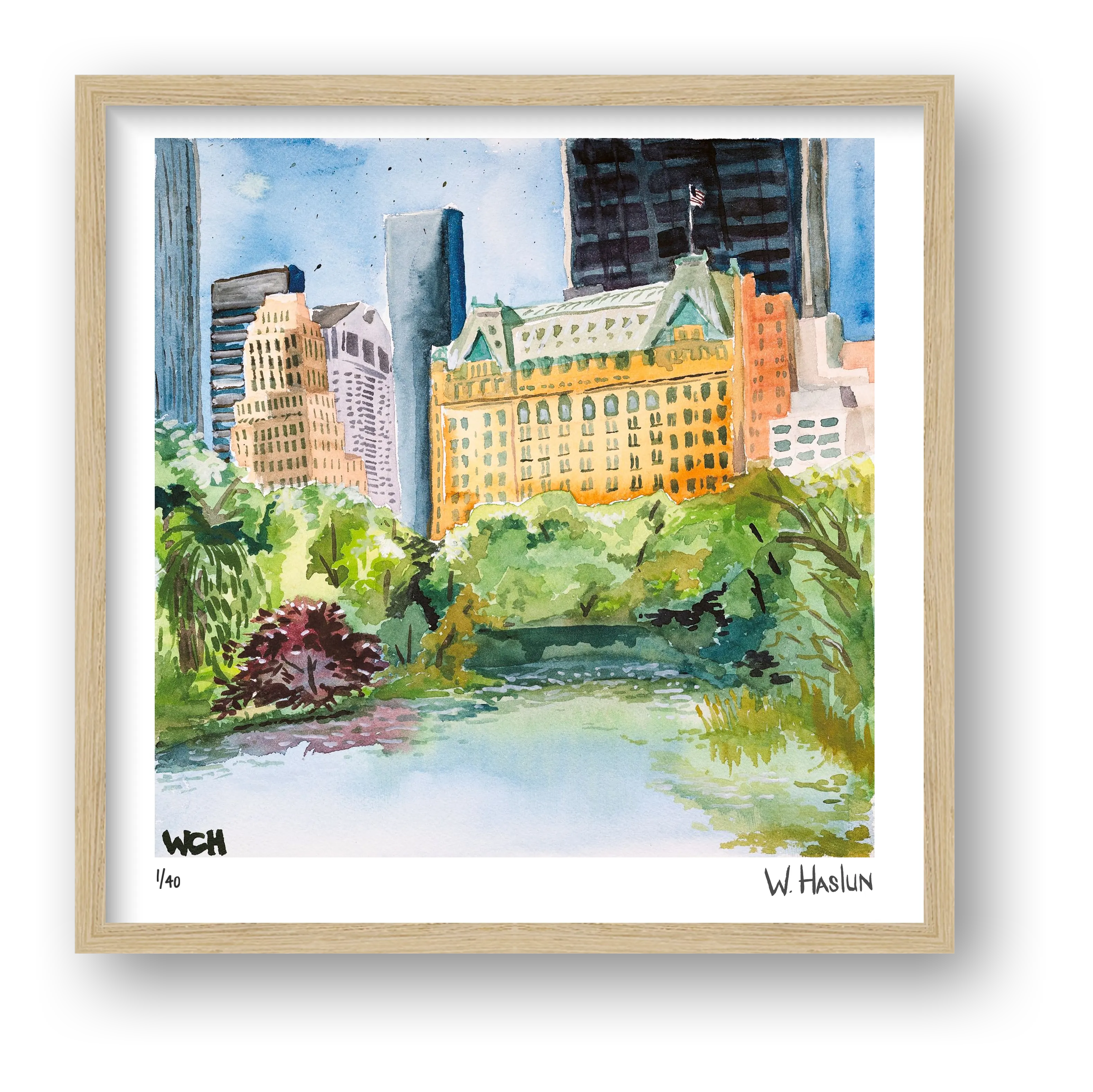 The Plaza & The Pond — framed