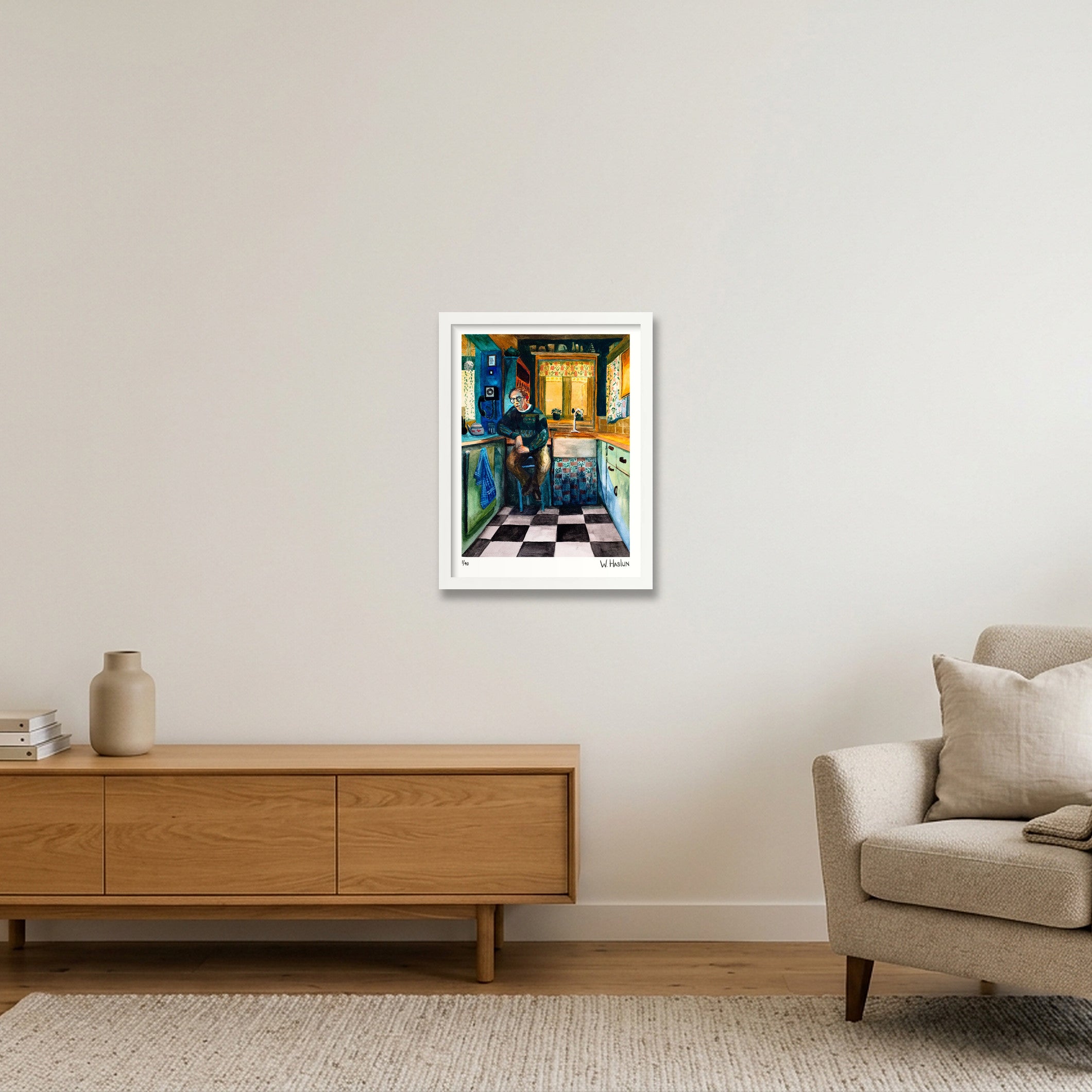 Kitchen Curtains — 30×40cm, 12×16" White Frame