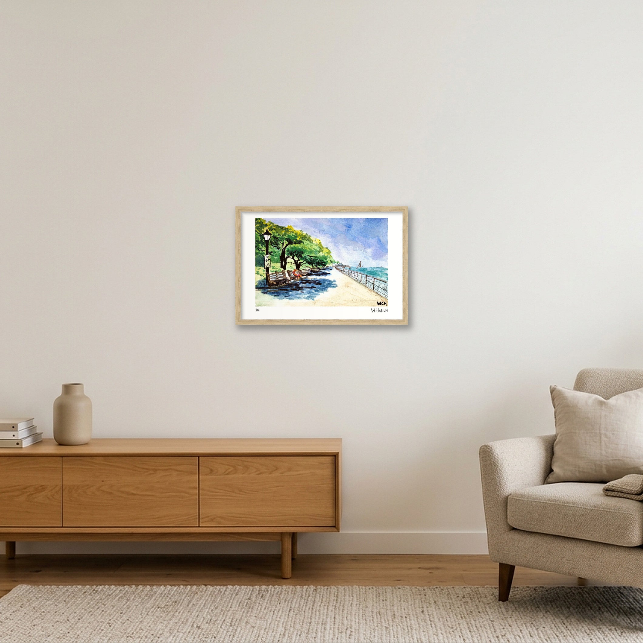 Riverside Park Read — 45×30cm, 18×12" Oak Frame