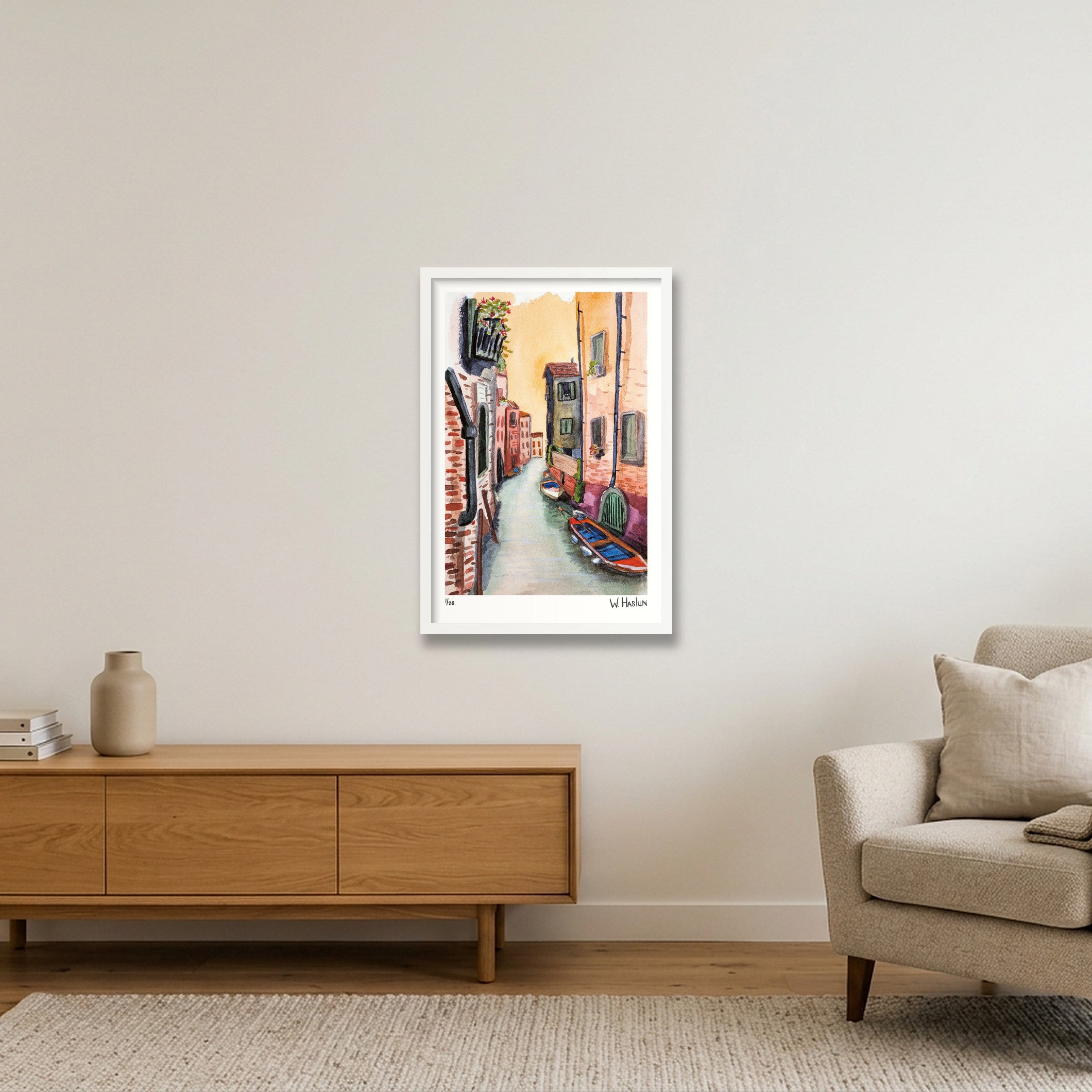 Venice Canal — 40×60cm, 16×24" White Frame
