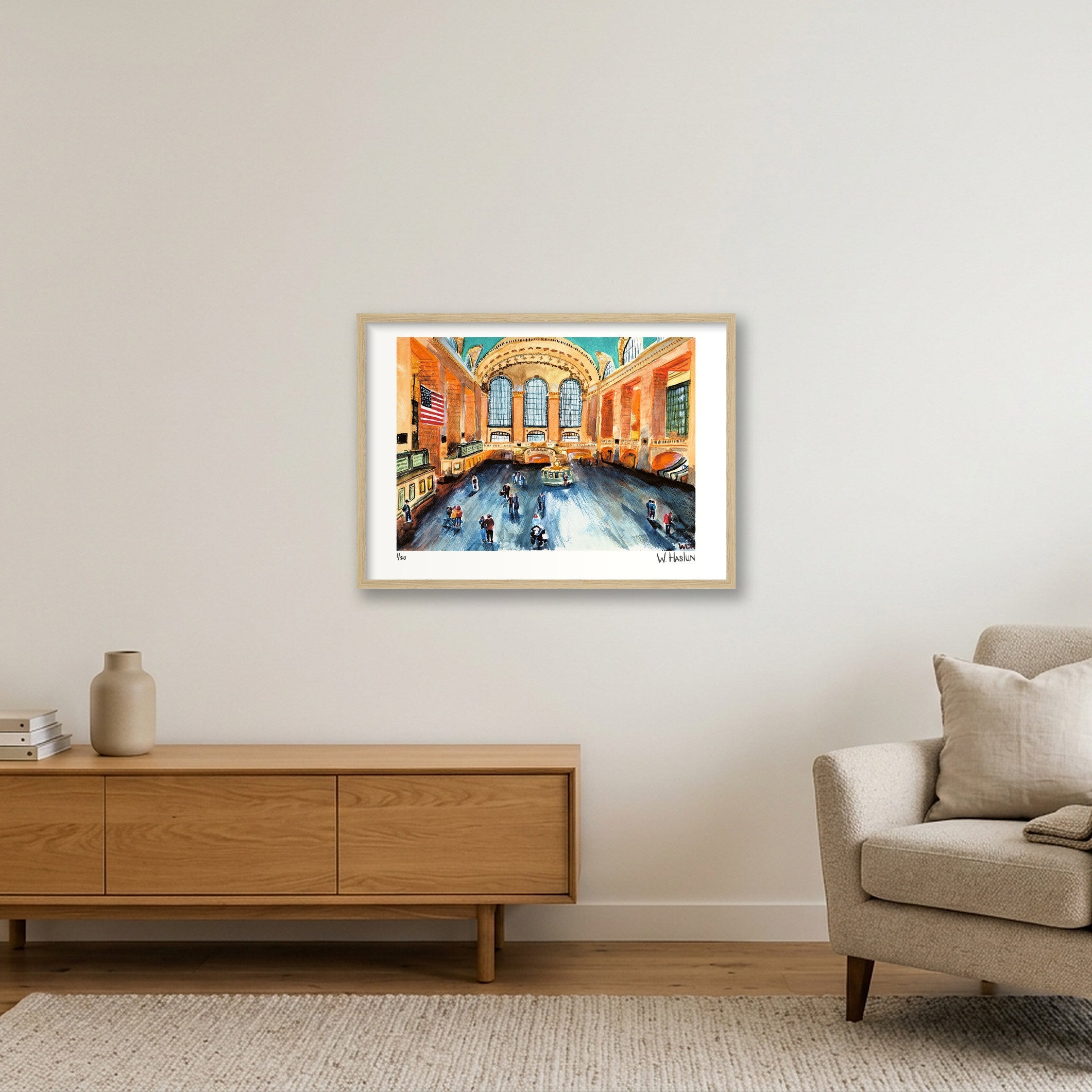 Grand Central Terminal — 59×42cm, 23×17" Oak Frame