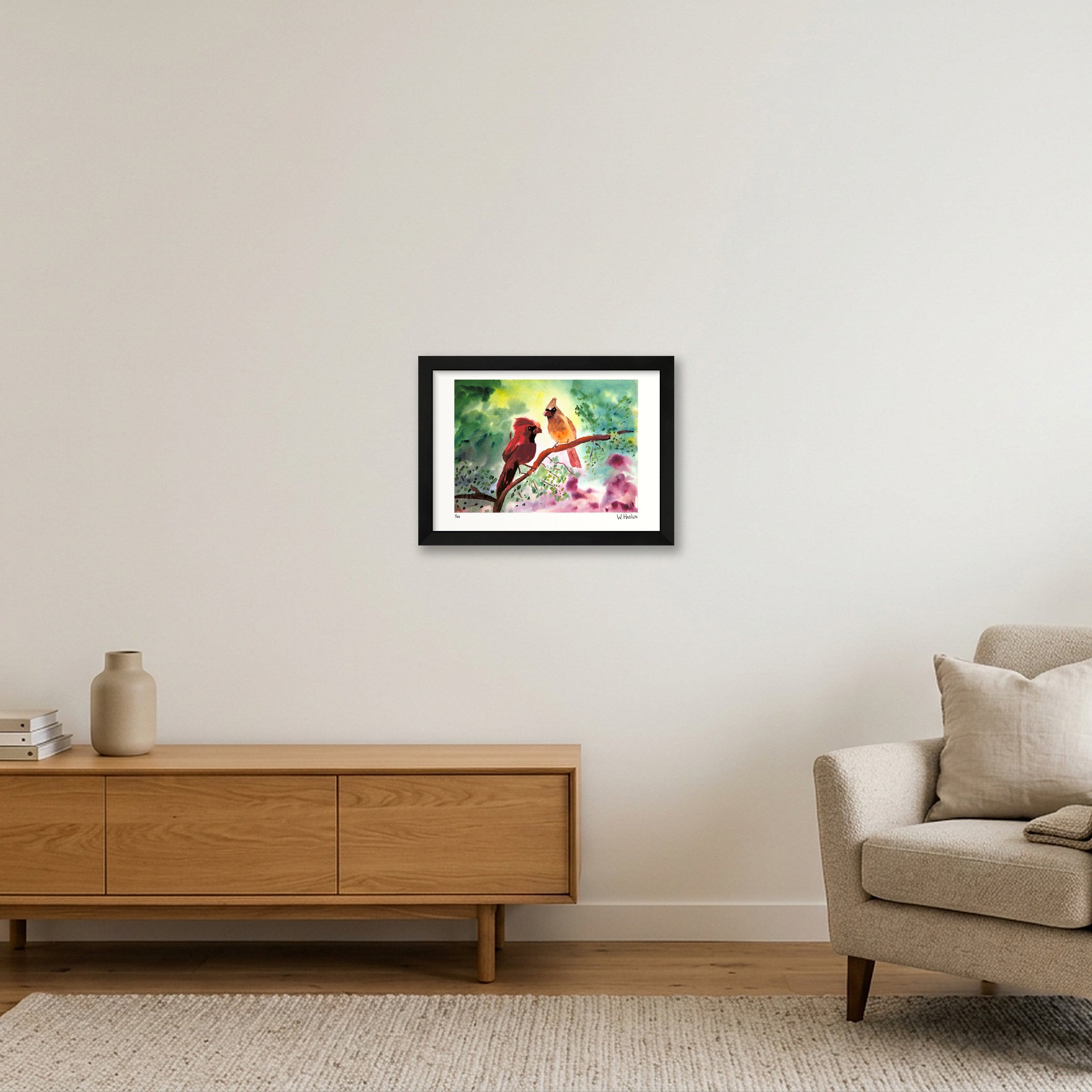 Cardinal Couple — A4 (30×21cm, 12×8") Black Frame