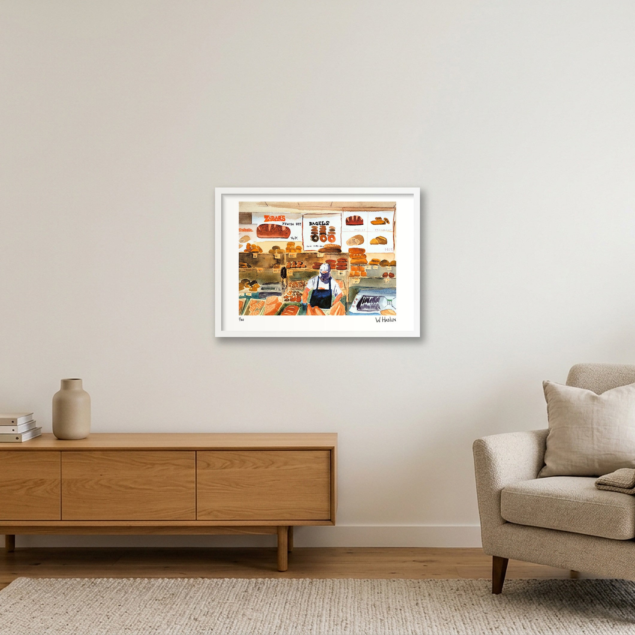 Zabar's Bakery — 59×42cm, 23×17" White Frame