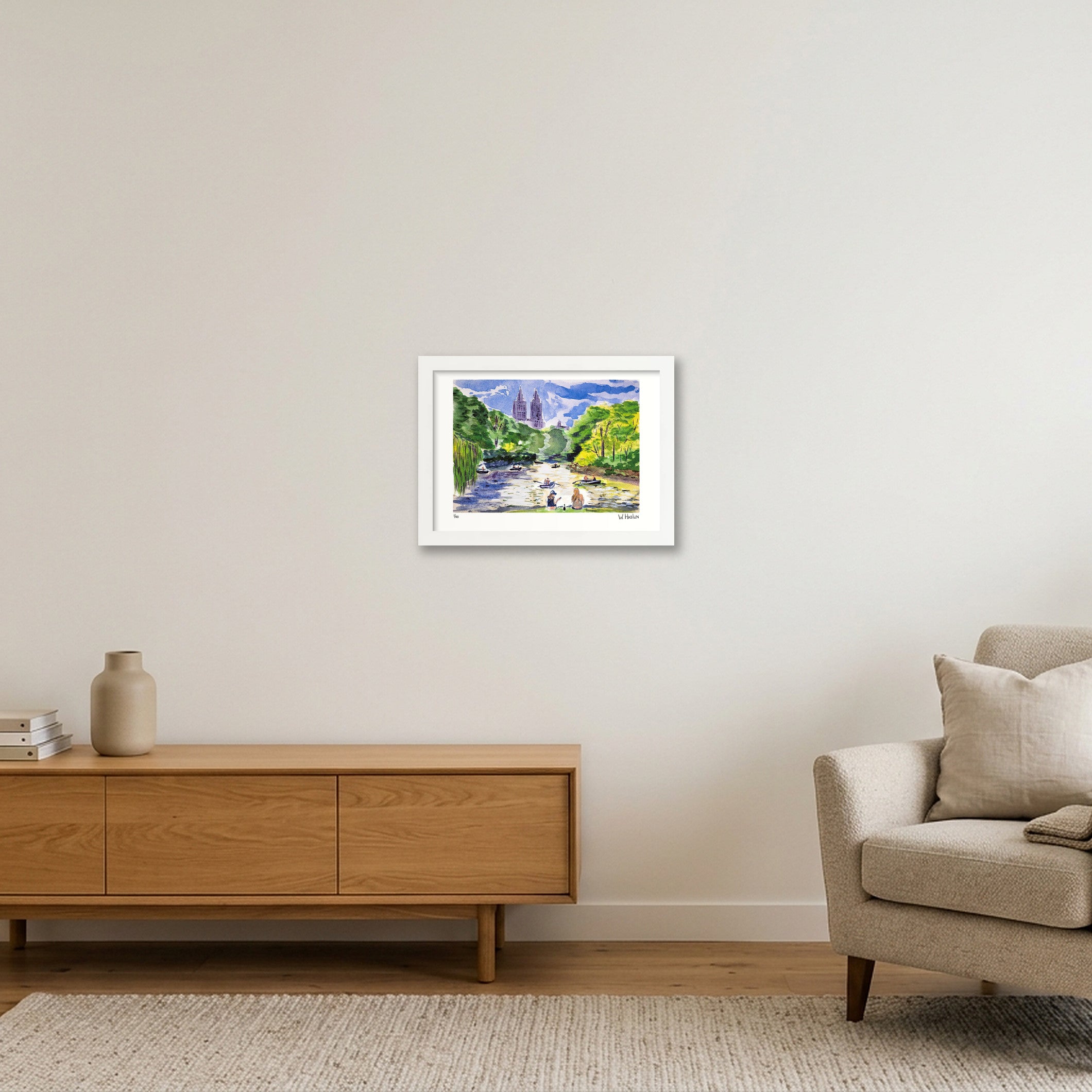 Central Park Boating — A4 (30×21cm, 12×8") White Frame