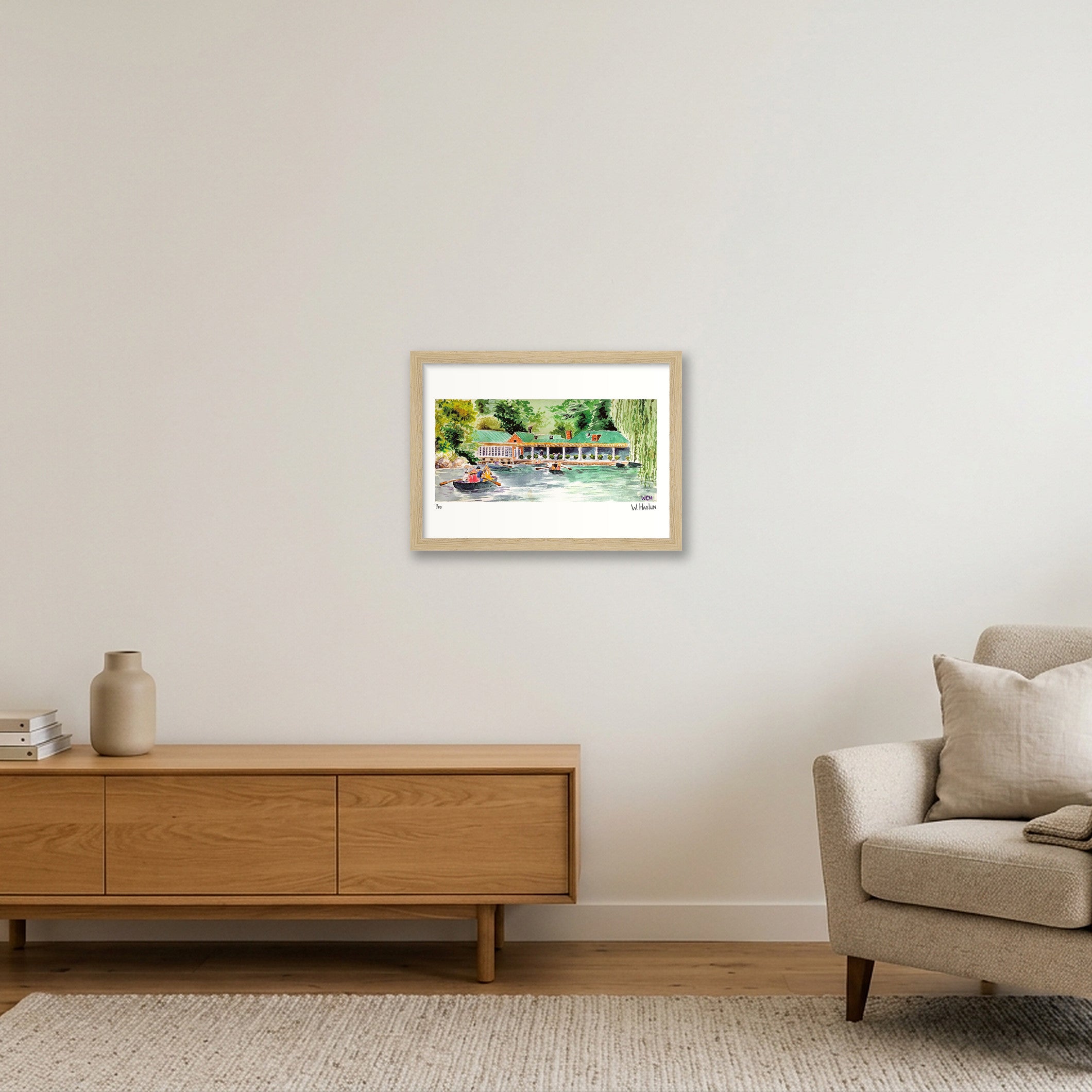 Central Park Row Boats — A4 (30×21cm, 12×8") Oak Frame