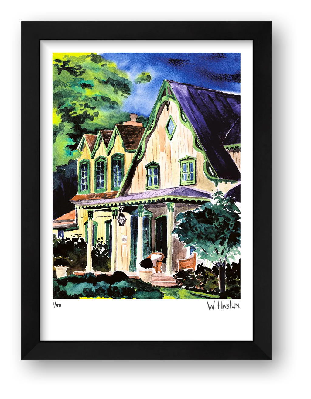 Green Eaves Purple Roof — framed