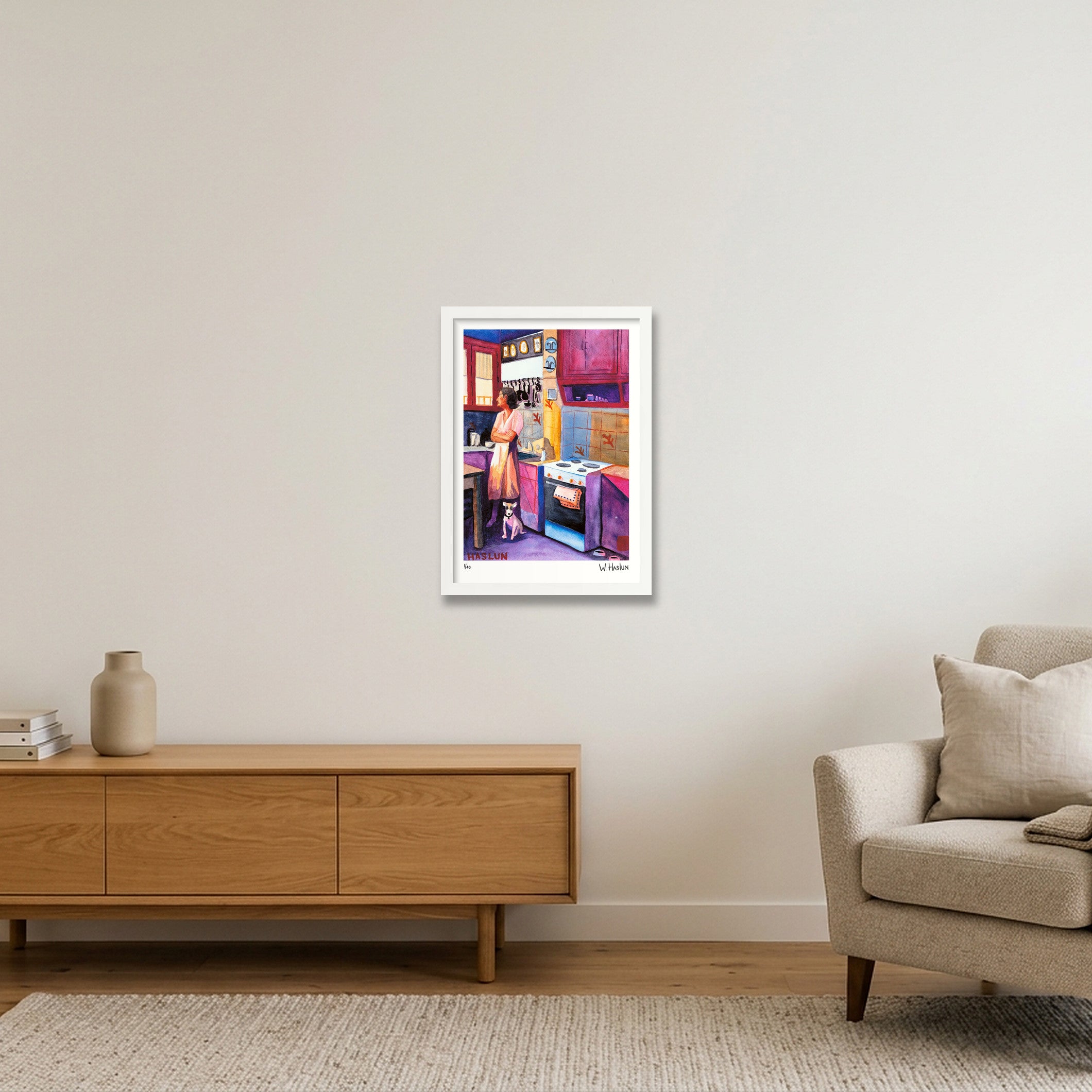 Late for Dinner — A3 (30×42cm, 12×17") White Frame